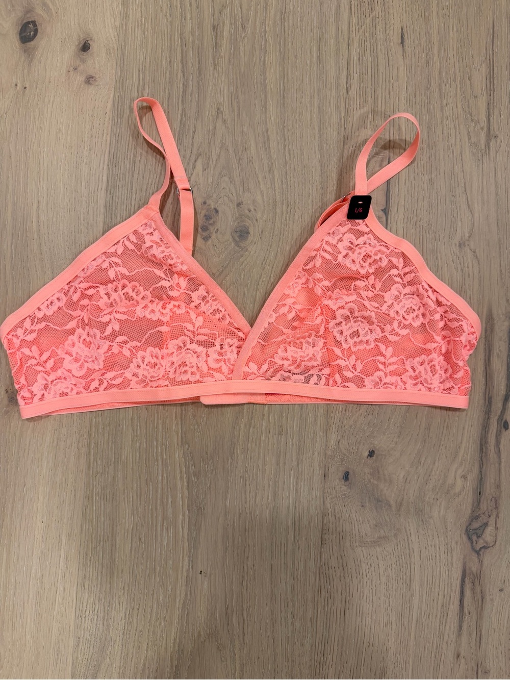 Lace Triangle Bralette - Coral Pink